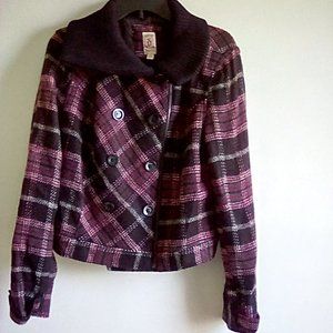 Decree Plaid Bomber Jacket w/ Faux Fur Collar